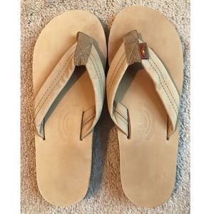 Tan Rainbow, thick strap flip flops